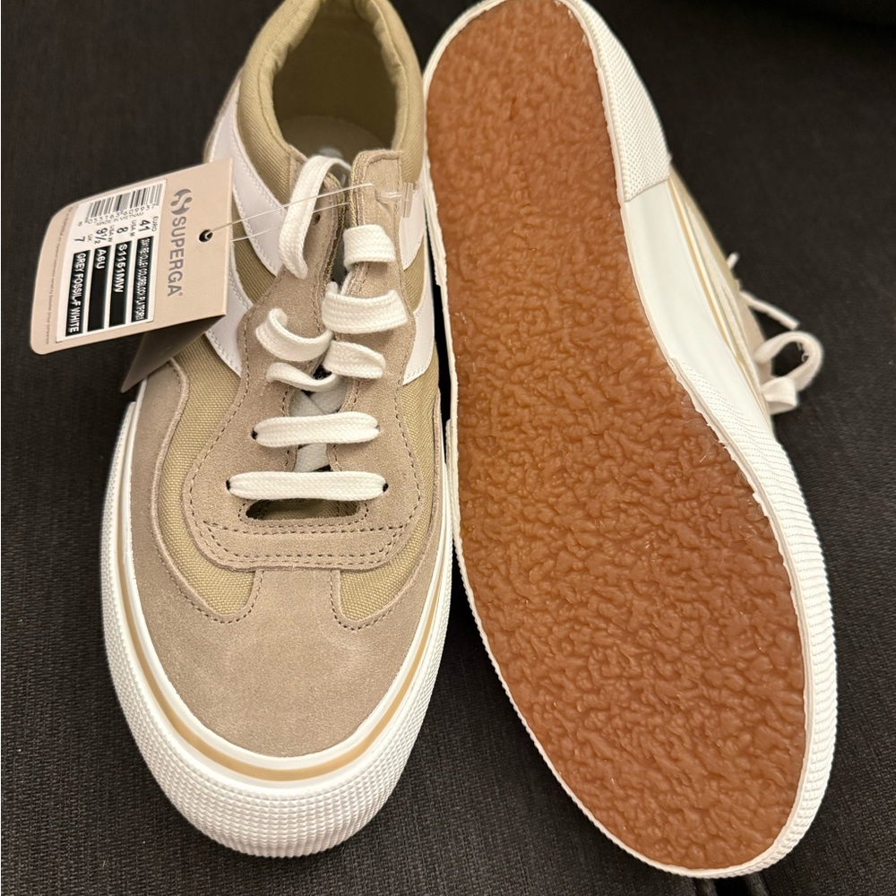 Superga Tan and White Casual Sneakers - Picture 3 of 4